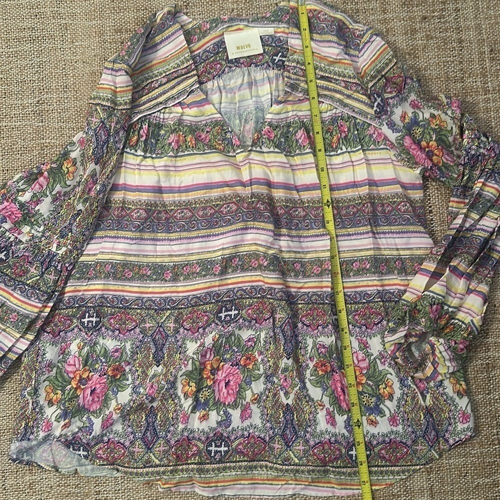 Maeve Anthropologie Caresco Peasant Top Blouse Large - Picture 10 of 10
